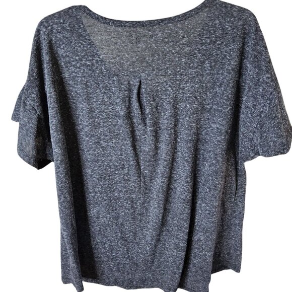 Terra Sky Womens Floral Glitter Graphic V-Neck Short Sleeve Tee - Picture 3 of 3